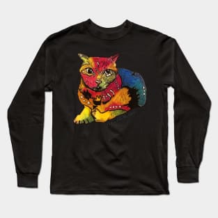 Pop Art Modern Polydactyl CAT - I'd spend all nine lives with you! Long Sleeve T-Shirt